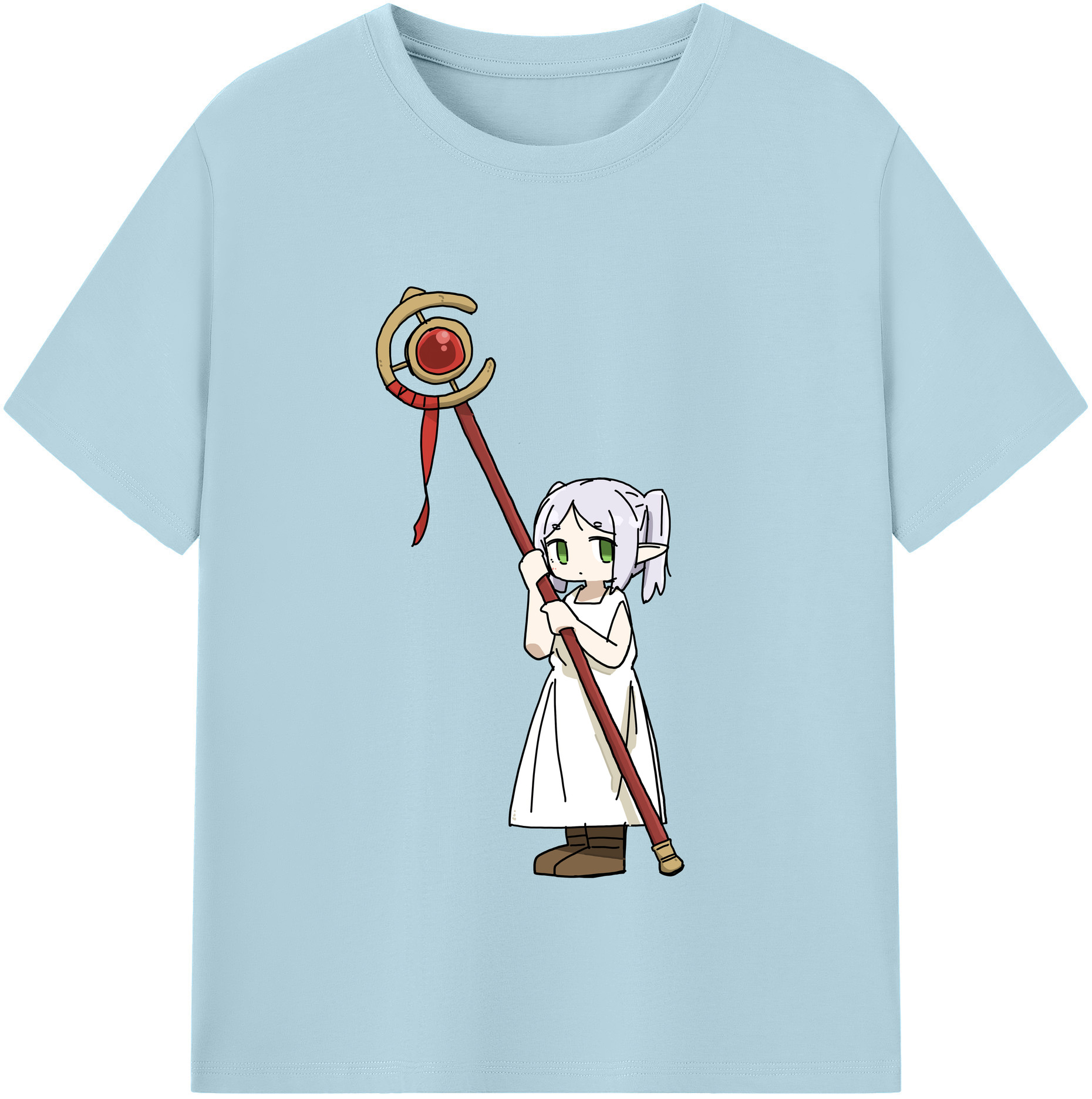 （画像用） 葬送のフリーレン Frieren 綿100％半袖Tシャツ（フロントプリント）
